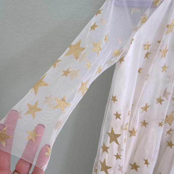 STELLA MCCARTNEY Girls Gold Star Cream Dress - Picture 3 of 5